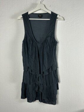 Deletta Anthropologie Women Medium Gray Layered Ruffle Tank Tunic Top Wool Blend